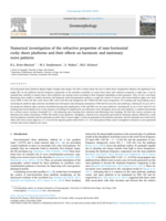 Numerical investigation of the refractive properties of near-horizontal rocky shore platforms and their effects on harmonic and stationary wave patterns