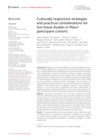 Culturally responsive strategies and practical considerations for live tissue studies in Māori participant cohorts