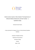 Dental avulsion injuries in New Zealand: the experiences of affected children/adolescents and their families - a qualitative study