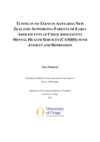 Tuning in to teens in Aotearoa New Zealand: Supporting parents of early adolescents at child adolescent mental health services (CAMHS) with anxiety and depression