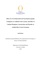 Effect of a novel bone-derived nano-hydroxyapatite toothpaste on artificial caries lesions, and effect of calcium phosphate concentration and fluoride on artificial root caries formation