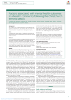 Factors associated with mental health outcomes in a Muslim community following the Christchurch terrorist attack