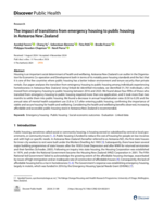 The impact of transitions from emergency housing to public housing in Aotearoa New Zealand