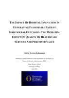 The impact of hospital innovation in generating favourable patient behavioral outcomes: the mediating effect of quality of healthcare services and perceived value
