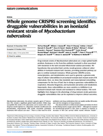 Whole genome CRISPRi screening identifies druggable vulnerabilities in an isoniazid resistant strain of Mycobacterium tuberculosis