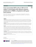 Gout-associated SNP at the IL1RN-IL1F10 region is associated with altered cytokine production in PBMCs of patients with gout and controls