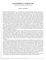 Living Faithfully in a Neoliberal Age? From Market Rationality to Neo-Monasticism