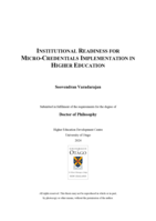 Institutional readiness for micro-credentials implementation In higher education