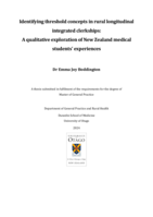 Identifying threshold concepts in rural longitudinal integrated clerkships: A qualitative exploration of New Zealand medical students' experiences