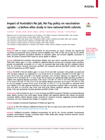 Impact of Australia's No Jab, No Pay policy on vaccination uptake – a before-after study in two national birth cohorts