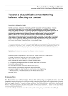 Towards a tika political science: Restoring balance, reflecting our context