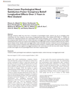 Does Lower Psychological Need Satisfaction Foster Conspiracy Belief? Longitudinal Effects Over 3 Years in New Zealand