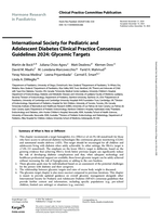 International Society for Pediatric and Adolescent Diabetes Clinical Practice Consensus Guidelines 2024: Glycemic Targets