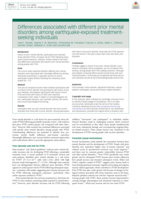 Differences associated with different prior mental disorders among earthquake-exposed treatment-seeking individuals
