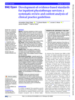 Development of evidence-based standards for inpatient physiotherapy services: a systematic review and content analysis of clinical practice guidelines