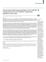 Socioeconomic disadvantage and polygenic risk for high BMI magnify obesity risk across childhood: a longitudinal, population, cohort study