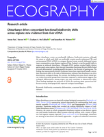Disturbance drives concordant functional biodiversity shifts across regions: new evidence from river eDNA