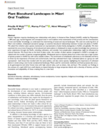 Plant Biocultural Landscapes in Māori Oral Tradition