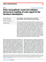 Polar mesospheric ozone loss initiates downward coupling of solar signal in the Northern Hemisphere
