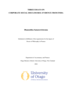 Three essays on corporate social disclosures: Evidence from India
