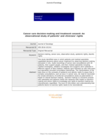 Cancer care decision-making and treatment consent: An observational study of patients' and clinicians' rights