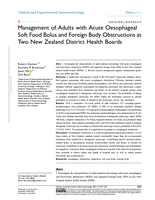 Management of Adults with Acute Oesophageal Soft Food Bolus and Foreign Body Obstructions at Two New Zealand District Health Boards