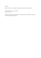 Mothers' experiences of engaging in Occupational Performance Coaching