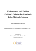 Whakamārama Mai: Enabling Children’s Collective Participation in Policy Making in Aotearoa