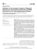 Validation of the Caregiver Analysis of Reported Experiences with Swallowing Disorders (CARES) Screening Tool for Neurodegenerative Disease