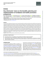 Key informants' views on the benefits, planning and implementation of workplace oral health promotion programme
