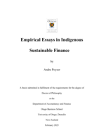 Empirical essays in indigenous sustainable finance