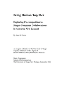 Being human together. Exploring co-composition in singer-composer collaborations in Aotearoa, New Zealand