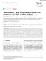 Does Developing a Belief in One Conspiracy Theory Lead a Person to be More Likely to Believe in Others?