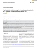 The Feasibility of Delivering Two Brief Psychotherapies for the Treatment of Depression in Primary Care