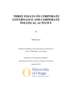 Three essays on corporate governance and corporate political activity