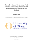 Towards a circular bioeconomy: Food loss and waste during production and processing of dairy and beef in New Zealand
