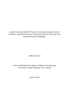 Ancient Feasts and Shellfish Treats: An Archaeozoological Study of Vertebrate and Shell Fauna from Pleistocene and Early Holocene New Ireland, Bismarck Archipelago