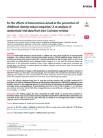 Do the effects of interventions aimed at the prevention of childhood obesity reduce inequities? A re-analysis of randomized trial data from two Cochrane reviews