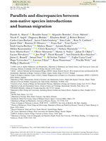 Parallels and discrepancies between non‐native species introductions and human migration