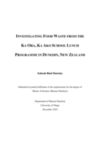 Investigating food waste from the Ka Ora, Ka Ako school lunch programme in Dunedin, New Zealand
