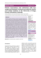 Patient expectations and satisfaction with non-surgical periodontal treatment provided by fourth-year dental students at the University of Otago, Faculty of Dentistry, Dunedin