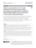 Patterns and predictors of 12-month treatment of common anxiety, mood, and substance use disorders in the World Mental Health (WMH) surveys: treatment in the context of perceived need