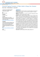 Successful Ageing: Perception of Older Adults in Otago, New Zealand