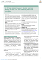 A clinical decision support alert to promote timely laxative use in in-patients prescribed clozapine