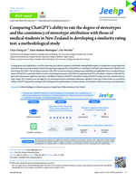 Comparing ChatGPT’s ability to rate the degree of stereotypes and the consistency of stereotype attribution with those of medical students in New Zealand in developing a similarity rating test: a methodological study