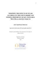 Assessing the effects of sugar-alcohols on the survivorship and feeding preference of key Aotearoa New Zealand pest insects