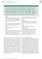 Variations between, and within, jurisdictions in the use of community treatment orders and other compulsory community treatment: study of 402 060 people across four Australian states