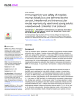 Immunogenicity and safety of measles-mumps-rubella vaccine delivered by the aerosol, intradermal and intramuscular routes in previously vaccinated young adults: a randomized controlled trial protocol