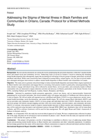 Addressing the Stigma of Mental Illness in Black Families and Communities in Ontario, Canada: A Study Protocol