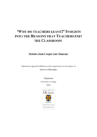 'Why do teachers leave?' Insights into the reasons that teachers exit the classroom